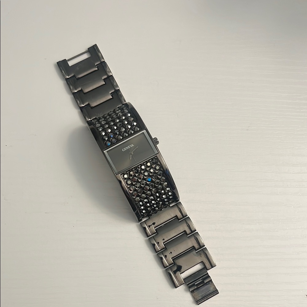 Geneva Black, Silver, and Sparkly Watch